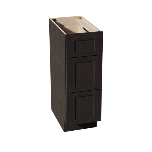 HG - VDB1221: Dark Gray Shaker 12"W x 34 - 1/2"H x 21"D 3 Drawers Vanity Base Cabinets - NextCabinets