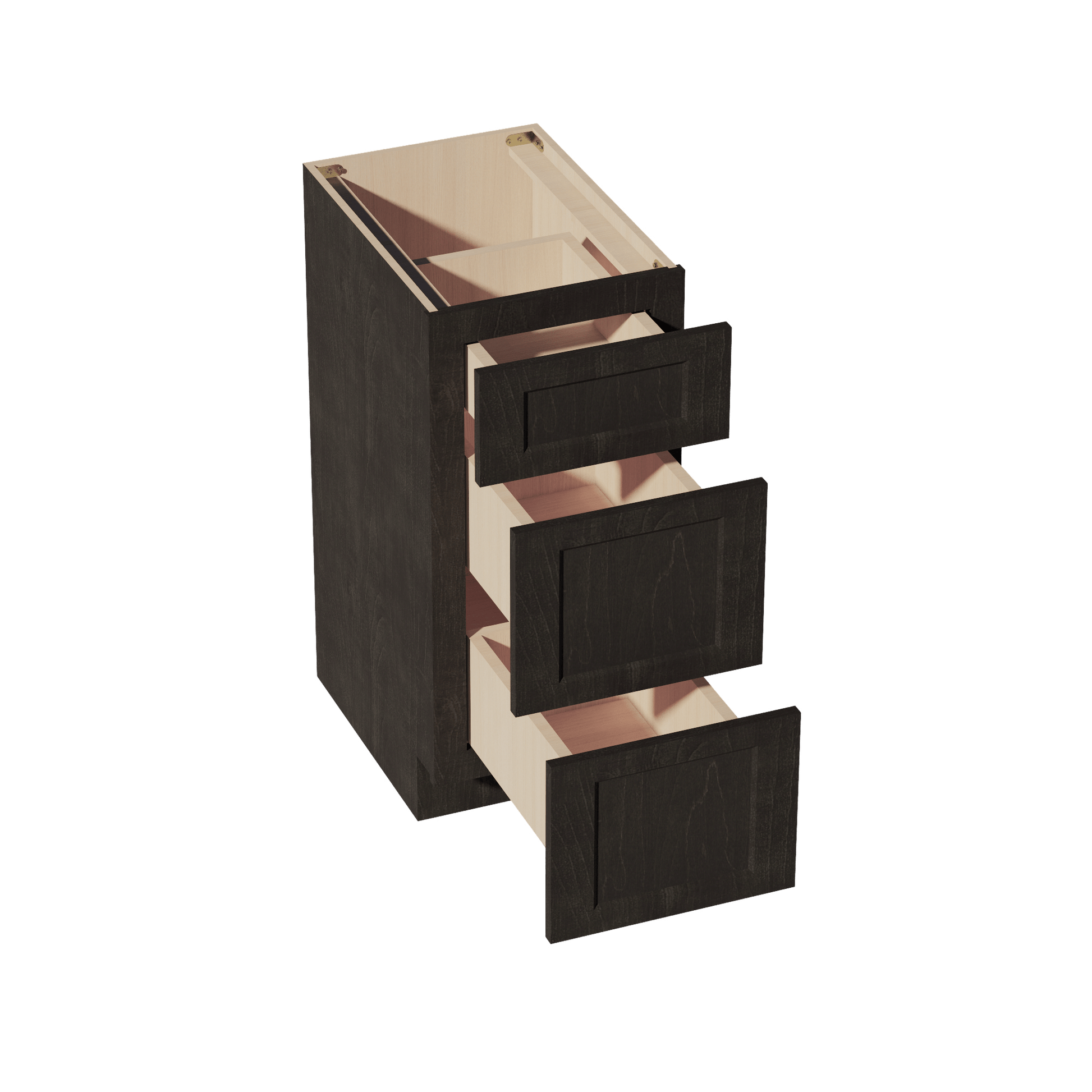 HG - VDB1521: Dark Gray Shaker 15"W x 34 - 1/2"H x 21"D 3 Drawers Vanity Base Cabinets - NextCabinets