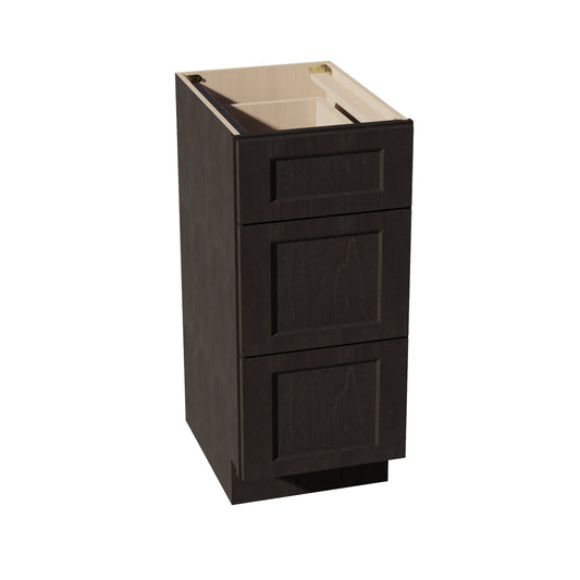 HG - VDB1521: Dark Gray Shaker 15"W x 34 - 1/2"H x 21"D 3 Drawers Vanity Base Cabinets - NextCabinets