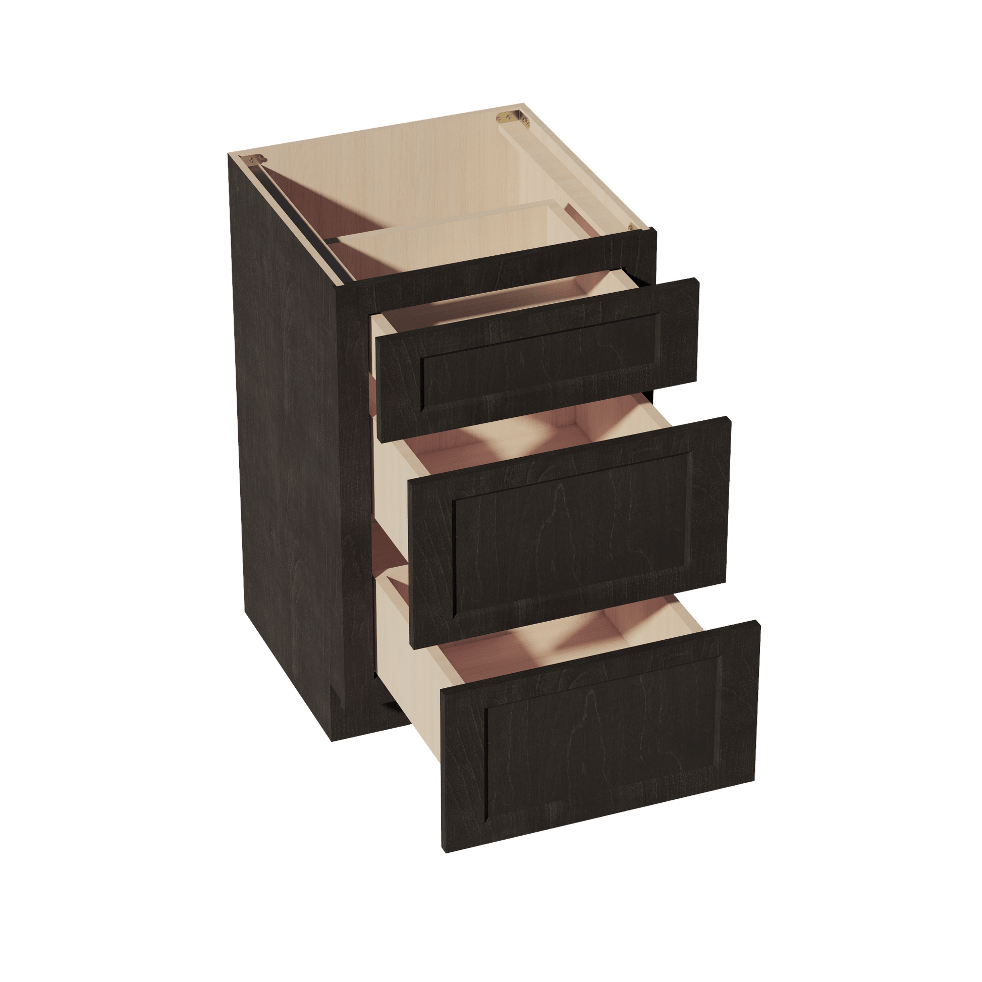 HG - VDB2121: Dark Gray Shaker 21"W x 34 - 1/2"H x 21"D 3 Drawers Vanity Base Cabinets - NextCabinets