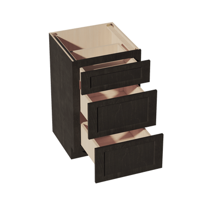 HG - VDB2121: Dark Gray Shaker 21"W x 34 - 1/2"H x 21"D 3 Drawers Vanity Base Cabinets - NextCabinets