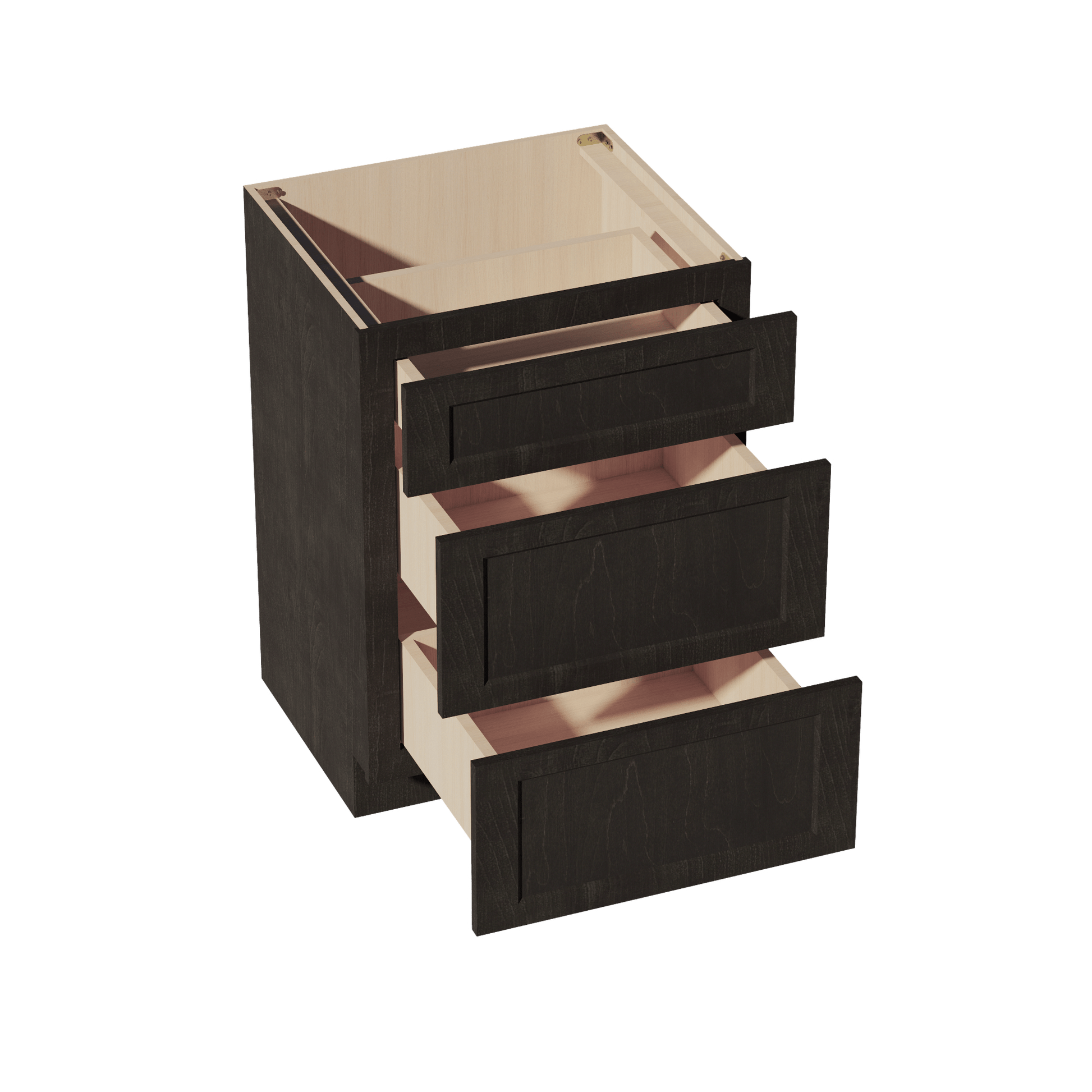 HG - VDB2421: Dark Gray Shaker 24"W x 34 - 1/2"H x 21"D 3 Drawers Vanity Base Cabinets - NextCabinets