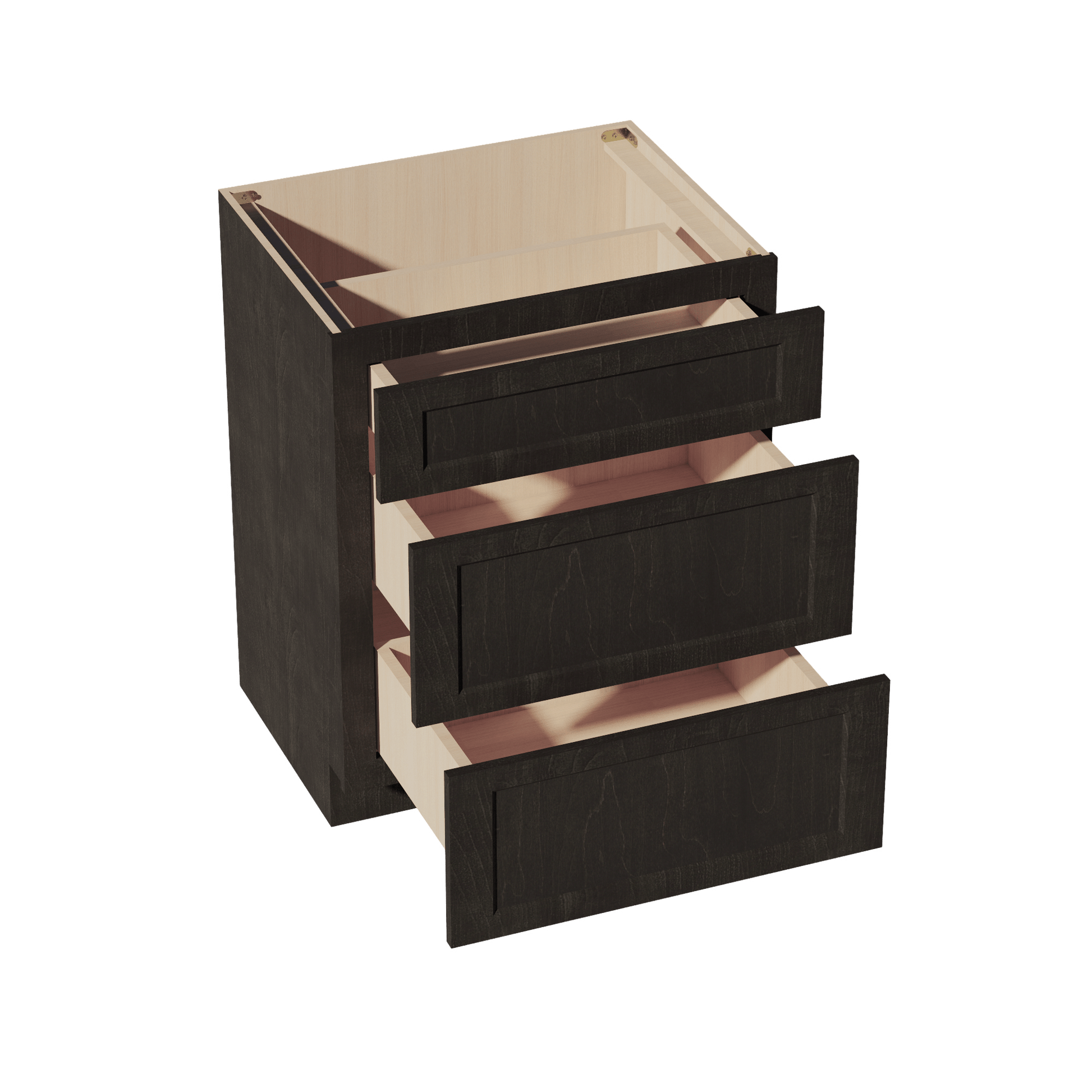 HG - VDB2721: Dark Gray Shaker 27"W x 34 - 1/2"H x 21"D 3 Drawers Vanity Base Cabinets - NextCabinets