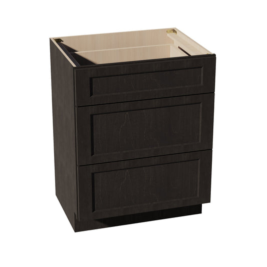 HG - VDB2721: Dark Gray Shaker 27"W x 34 - 1/2"H x 21"D 3 Drawers Vanity Base Cabinets - NextCabinets