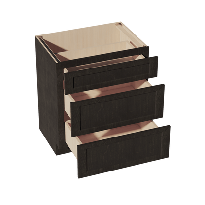 HG - VDB3021: Dark Gray Shaker 30"W x 34 - 1/2"H x 21"D 3 Drawers Vanity Base Cabinets - NextCabinets