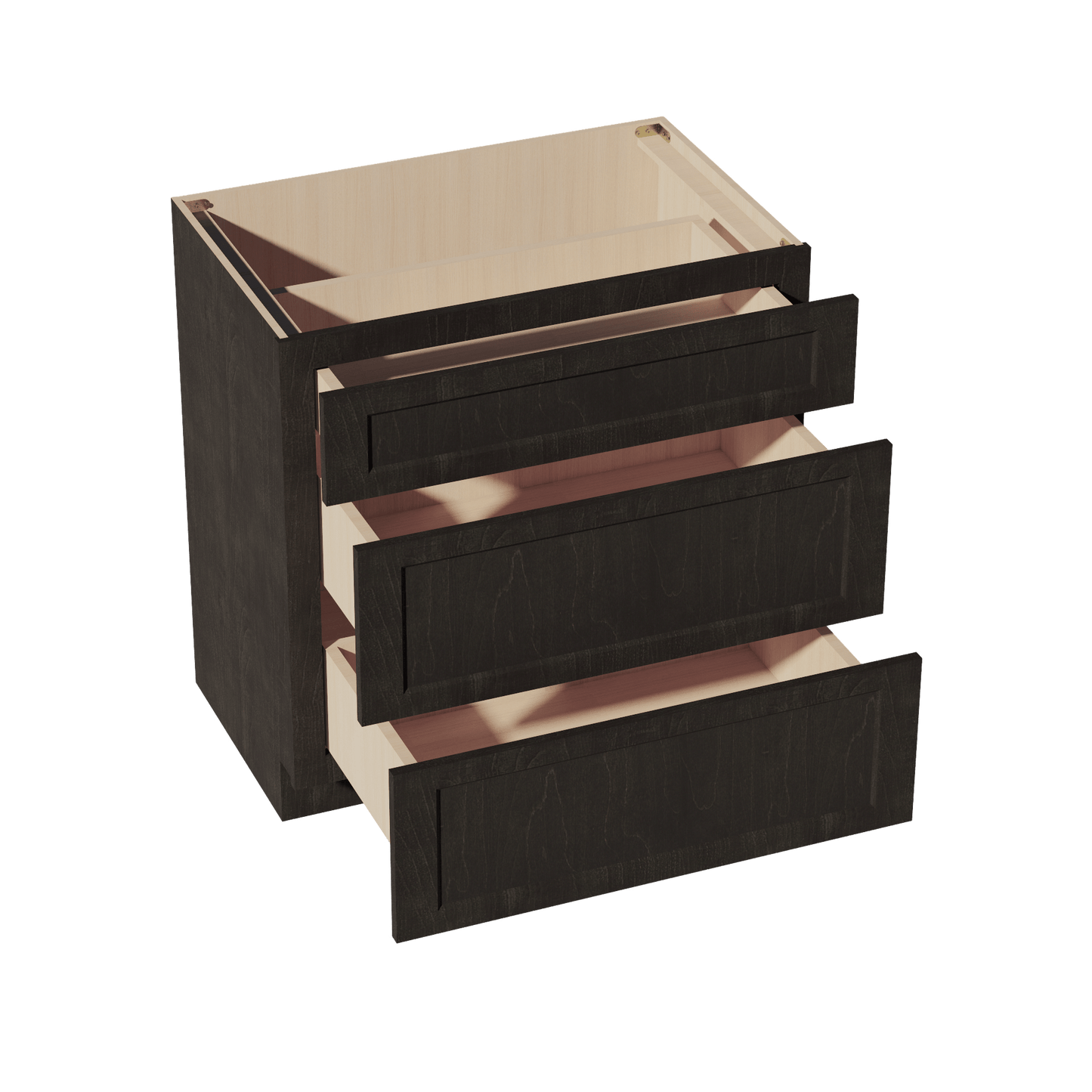 HG - VDB3321: Dark Gray Shaker 33"W x 34 - 1/2"H x 21"D 3 Drawers Vanity Base Cabinets - NextCabinets