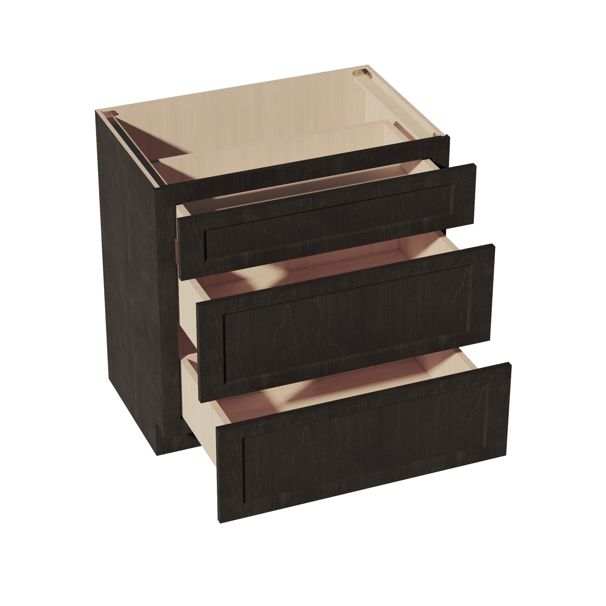 HG - VDB3321: Dark Gray Shaker 33"W x 34 - 1/2"H x 21"D 3 Drawers Vanity Base Cabinets - NextCabinets