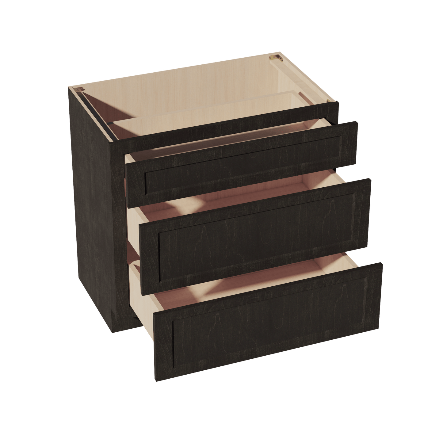 HG - VDB3621: Dark Gray Shaker 36"W x 34 - 1/2"H x 21"D 3 Drawers Vanity Base Cabinets - NextCabinets