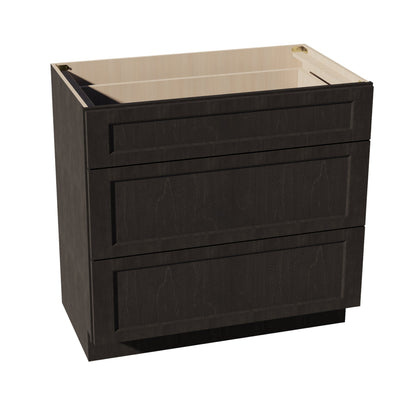 HG - VDB3621: Dark Gray Shaker 36"W x 34 - 1/2"H x 21"D 3 Drawers Vanity Base Cabinets - NextCabinets