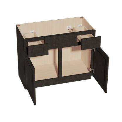 HG - VSD4221: Dark Gray Shaker 42"W x 34 - 1/2"H x 21"D 2 Doors, 2 Drawers & 1 False Drawer Centered Vanity Sink Base Cabinets - NextCabinets