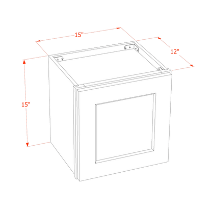 HG - W1515: Dark Gray Shaker 15"W x 15"H 1 Door Standard Wall Bridge Cabinet - NextCabinets