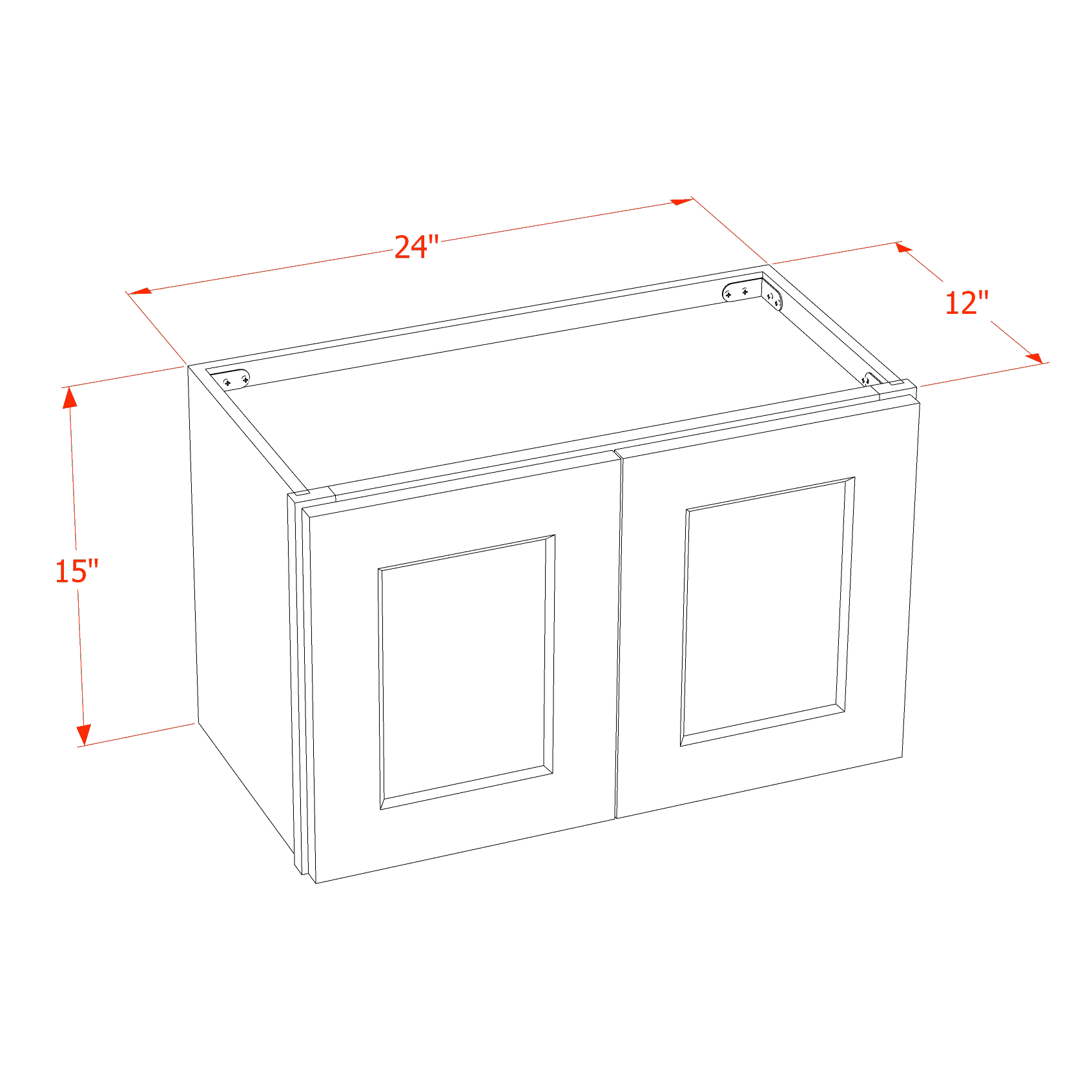 HG - W2415: Dark Gray Shaker 24"W x 15"H 2 Doors Standard Wall Bridge Cabinet - NextCabinets