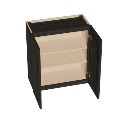 HG - W2730: Dark Gray Shaker 27"W x 30"H 2 Doors & 2 Shelves Standard Wall Cabinet - NextCabinets