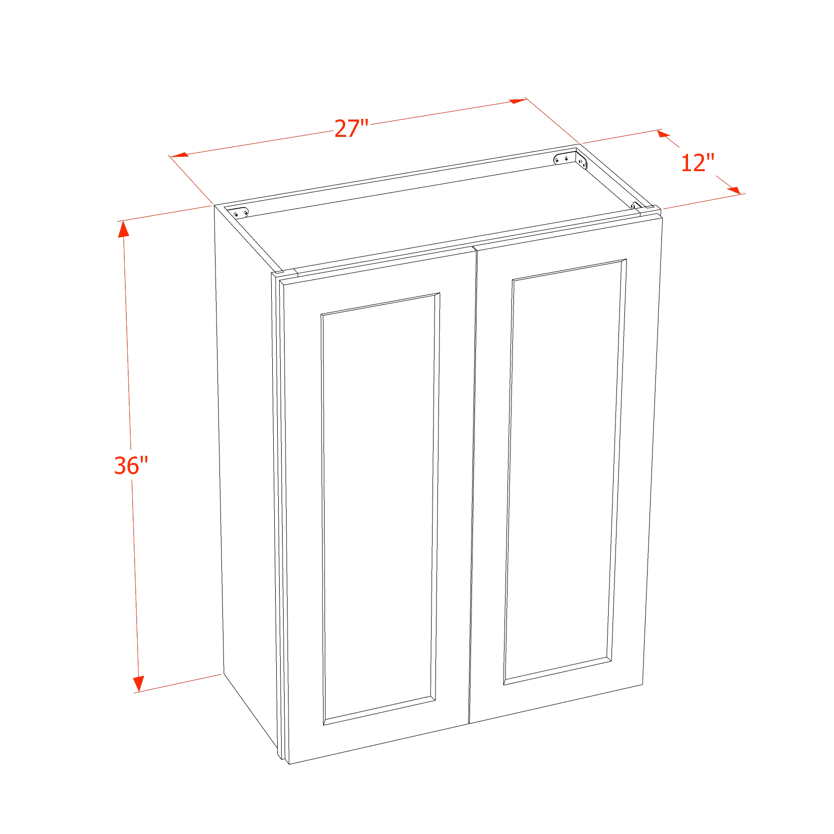 HG - W2736: Dark Gray Shaker 27"W x 36"H 2 Doors & 2 Shelves Standard Wall Cabinet - NextCabinets