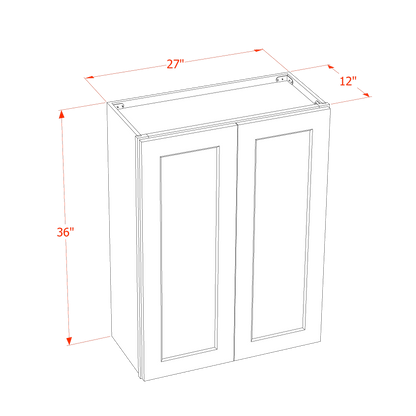 HG - W2736: Dark Gray Shaker 27"W x 36"H 2 Doors & 2 Shelves Standard Wall Cabinet - NextCabinets