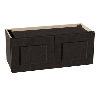 HG - W3012: Dark Gray Shaker 30"W x 12"H 2 Doors Standard Wall Bridge Cabinet - NextCabinets