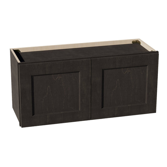 HG - W3315: Dark Gray Shaker 33"W x 15"H 2 Doors Standard Wall Bridge Cabinet - NextCabinets