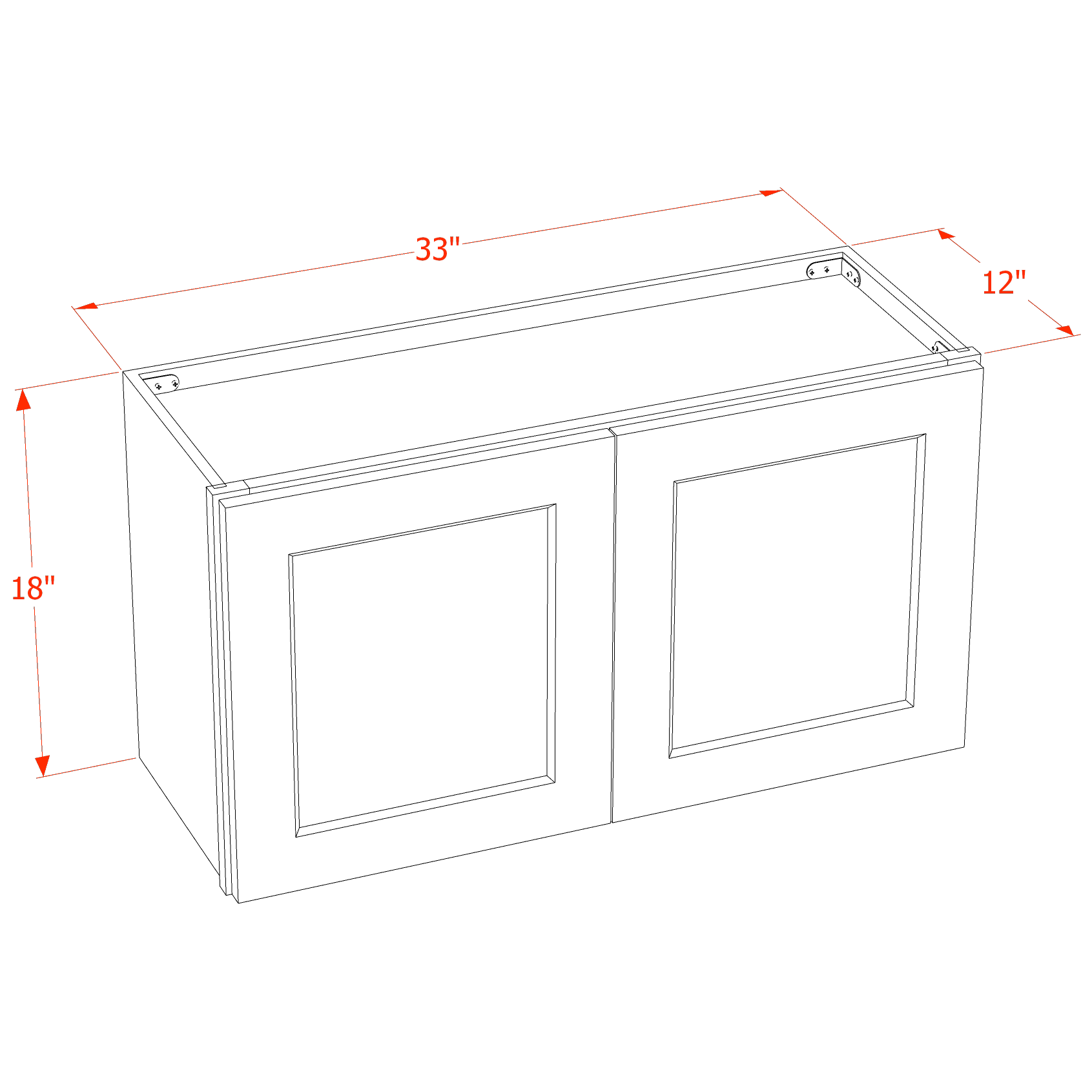 HG - W3318: Dark Gray Shaker 33"W x 18"H 2 Doors Standard Wall Bridge Cabinet - NextCabinets