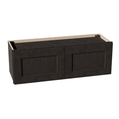 HG - W3612: Dark Gray Shaker 36"W x 12"H 2 Doors Standard Wall Bridge Cabinet - NextCabinets