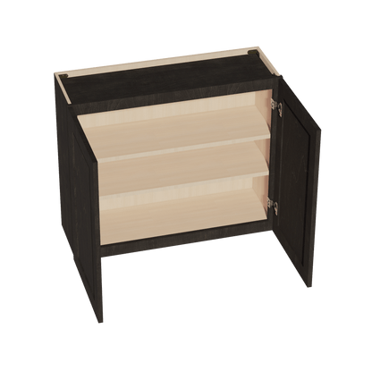 HG - W3630: Dark Gray Shaker 36"W x 30"H 2 Doors & 2 Shelves Standard Wall Cabinet - NextCabinets