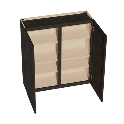 HG - W3942: Dark Gray Shaker 39"W x 42"H 2 Doors & 3 Shelves Standard Wall Cabinet - NextCabinets