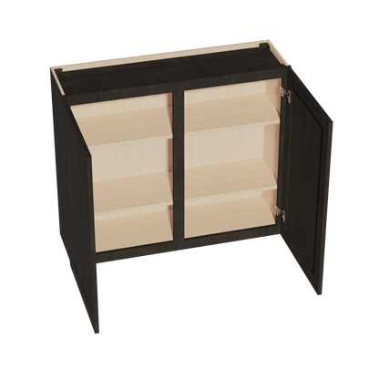 HG - W4236: Dark Gray Shaker 42"W x 36"H 2 Doors & 2 Shelves Standard Wall Cabinet - NextCabinets