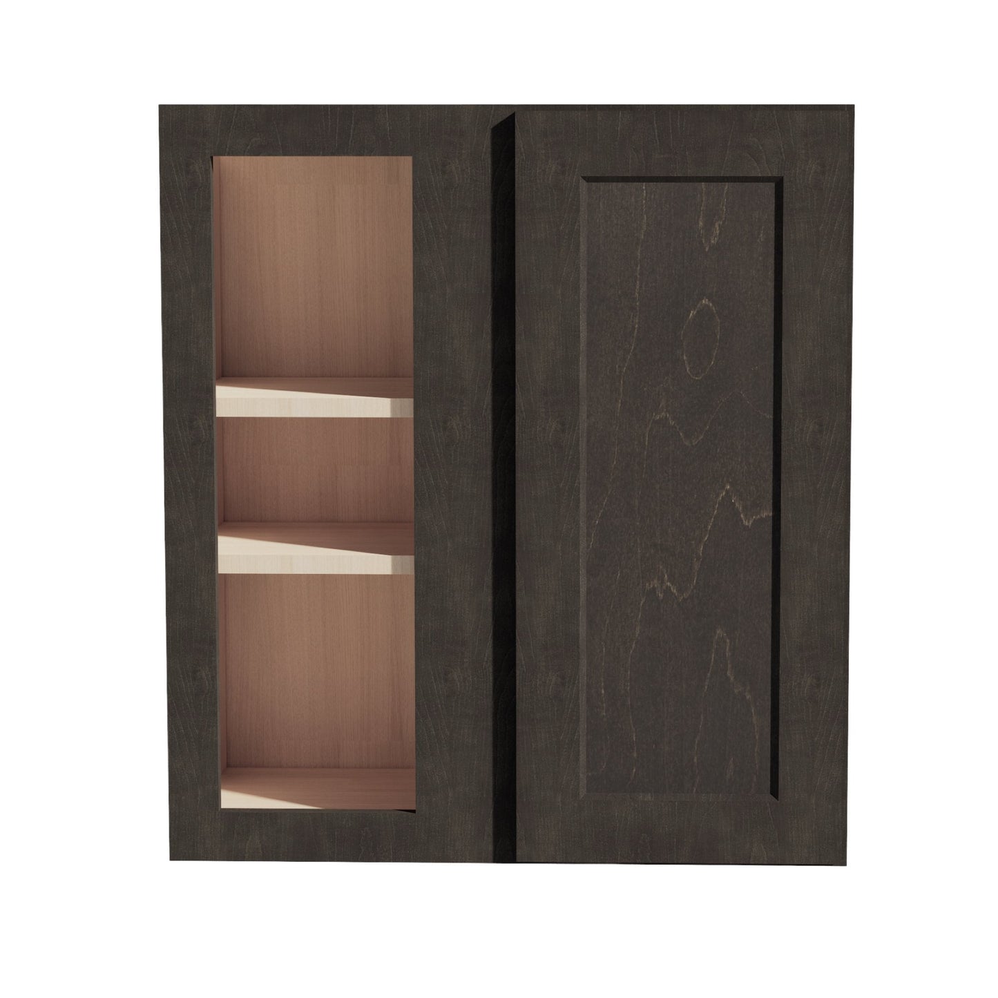 HG - WBC2730: Dark Gray Shaker 27"W x 30"H 1 Door & 2 Shelves Wall Blind Corner Cabinets - NextCabinets