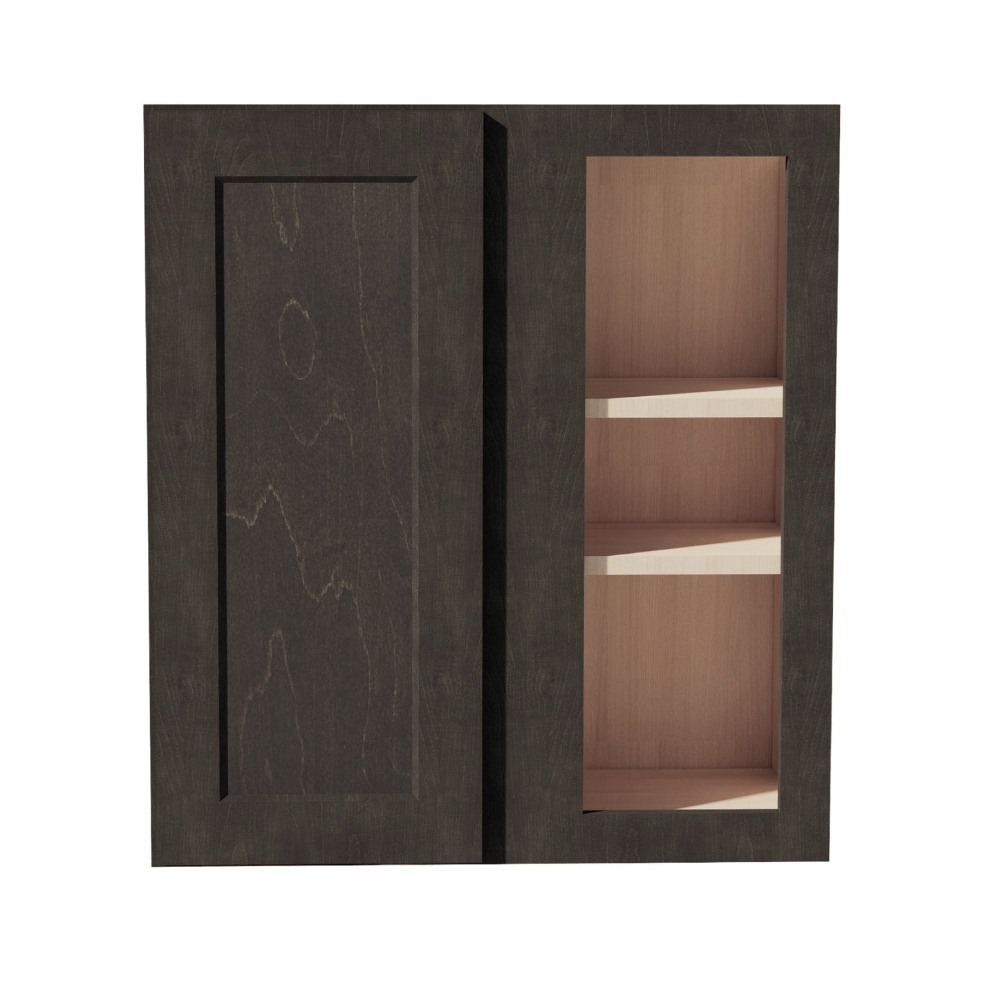 HG - WBC2730: Dark Gray Shaker 27"W x 30"H 1 Door & 2 Shelves Wall Blind Corner Cabinets - NextCabinets