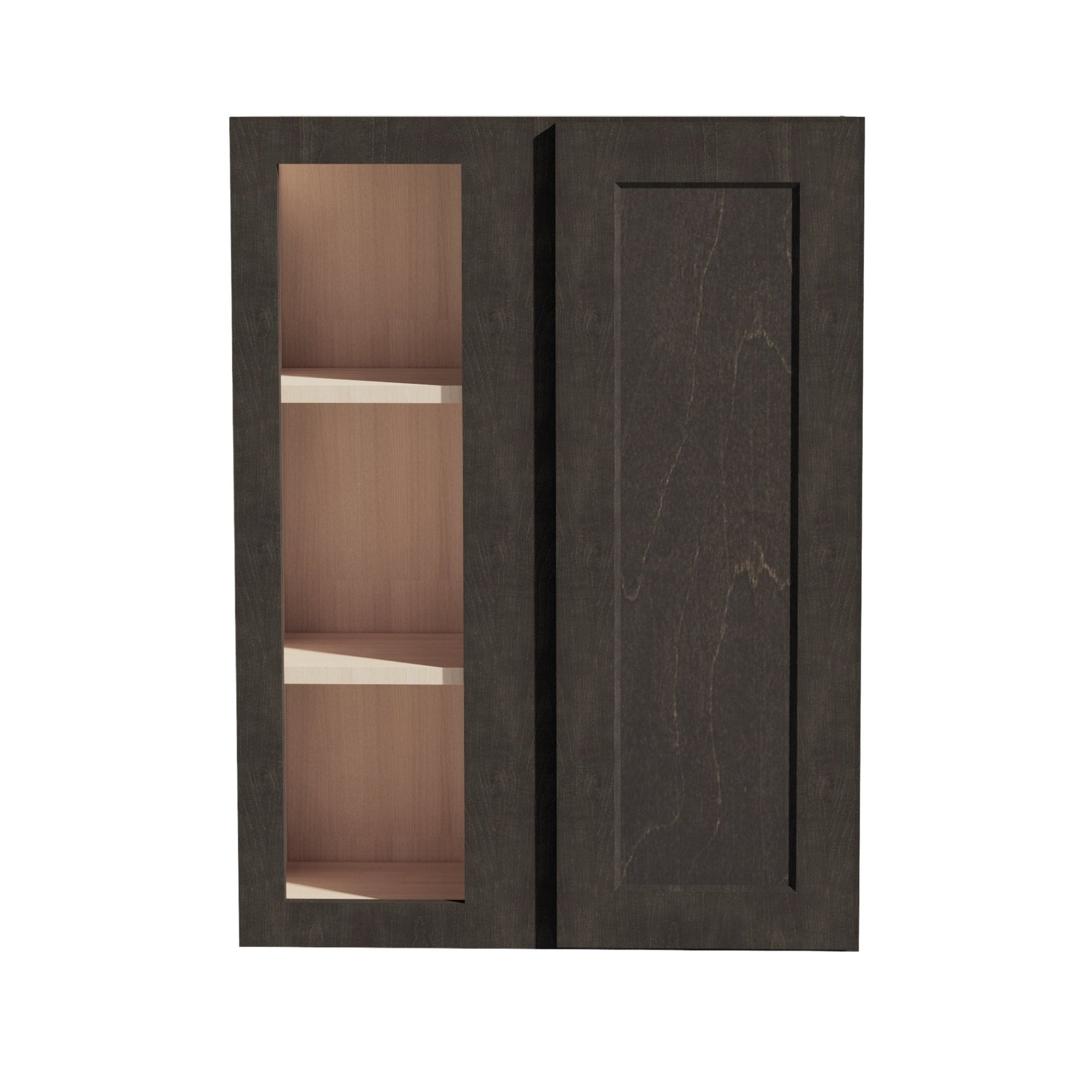 HG - WBC2736: Dark Gray Shaker 27"W x 36"H 1 Door & 2 Shelves Wall Blind Corner Cabinets - NextCabinets