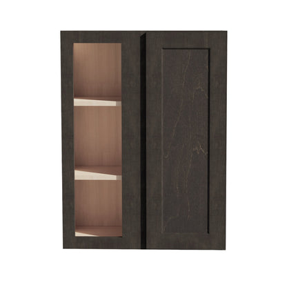HG - WBC2736: Dark Gray Shaker 27"W x 36"H 1 Door & 2 Shelves Wall Blind Corner Cabinets - NextCabinets