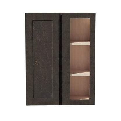 HG - WBC2736: Dark Gray Shaker 27"W x 36"H 1 Door & 2 Shelves Wall Blind Corner Cabinets - NextCabinets