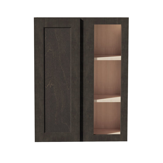HG - WBC2736: Dark Gray Shaker 27"W x 36"H 1 Door & 2 Shelves Wall Blind Corner Cabinets - NextCabinets