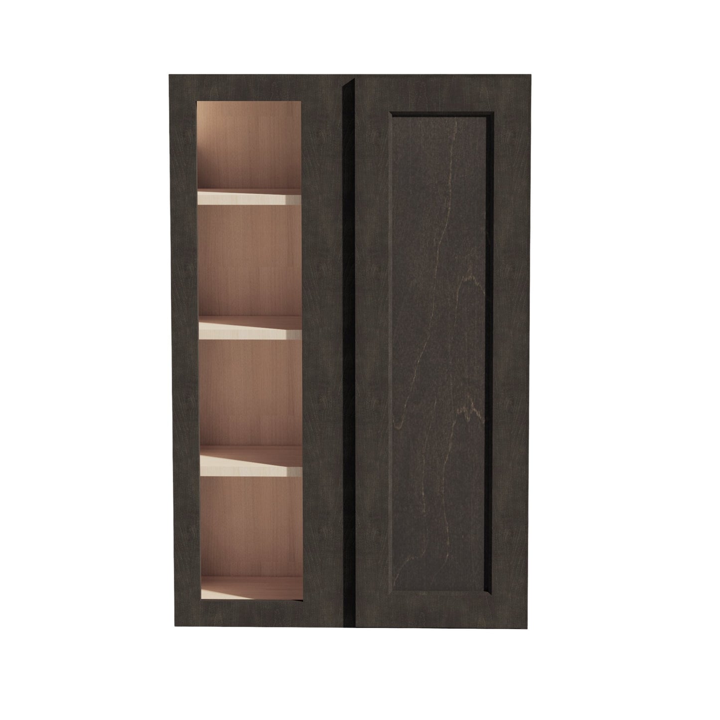 HG - WBC2742: Dark Gray Shaker 27"W x 42"H 1 Door & 2 Shelves Wall Blind Corner Cabinets - NextCabinets