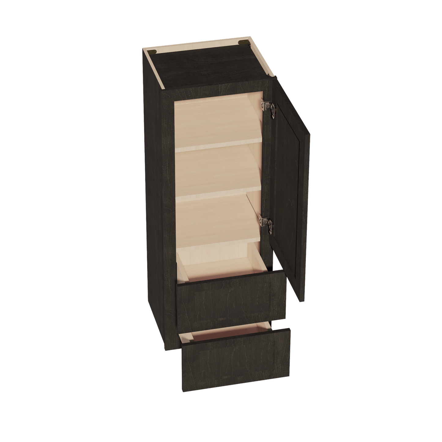 HG - WD1848: Dark Gray Shaker 18"W x 48"H 1 Door & 2 Drawers Special Wall Cabinet - NextCabinets