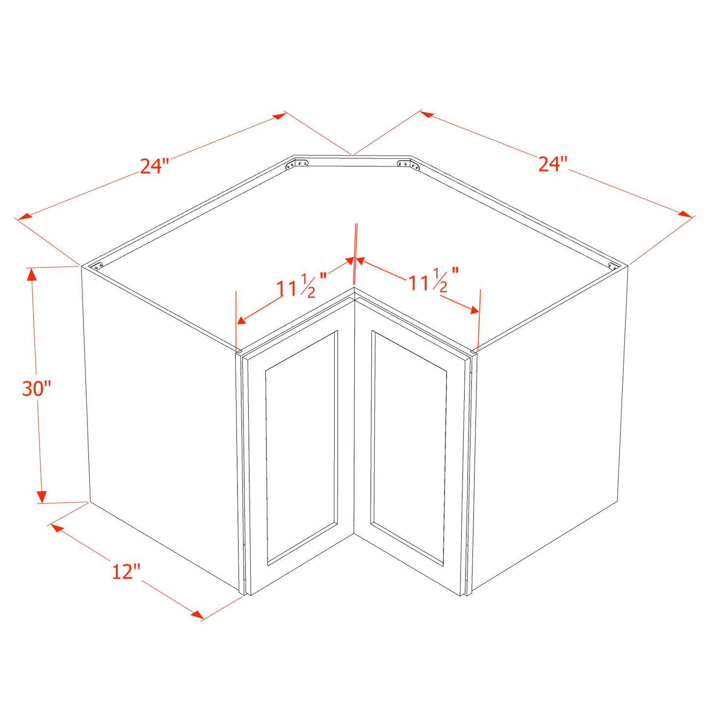 HG - WPC2430: Dark Gray Shaker 24"W x 30"H 1 Door & 2 Shelves Pie Cut Wall Corner Cabinet - NextCabinets