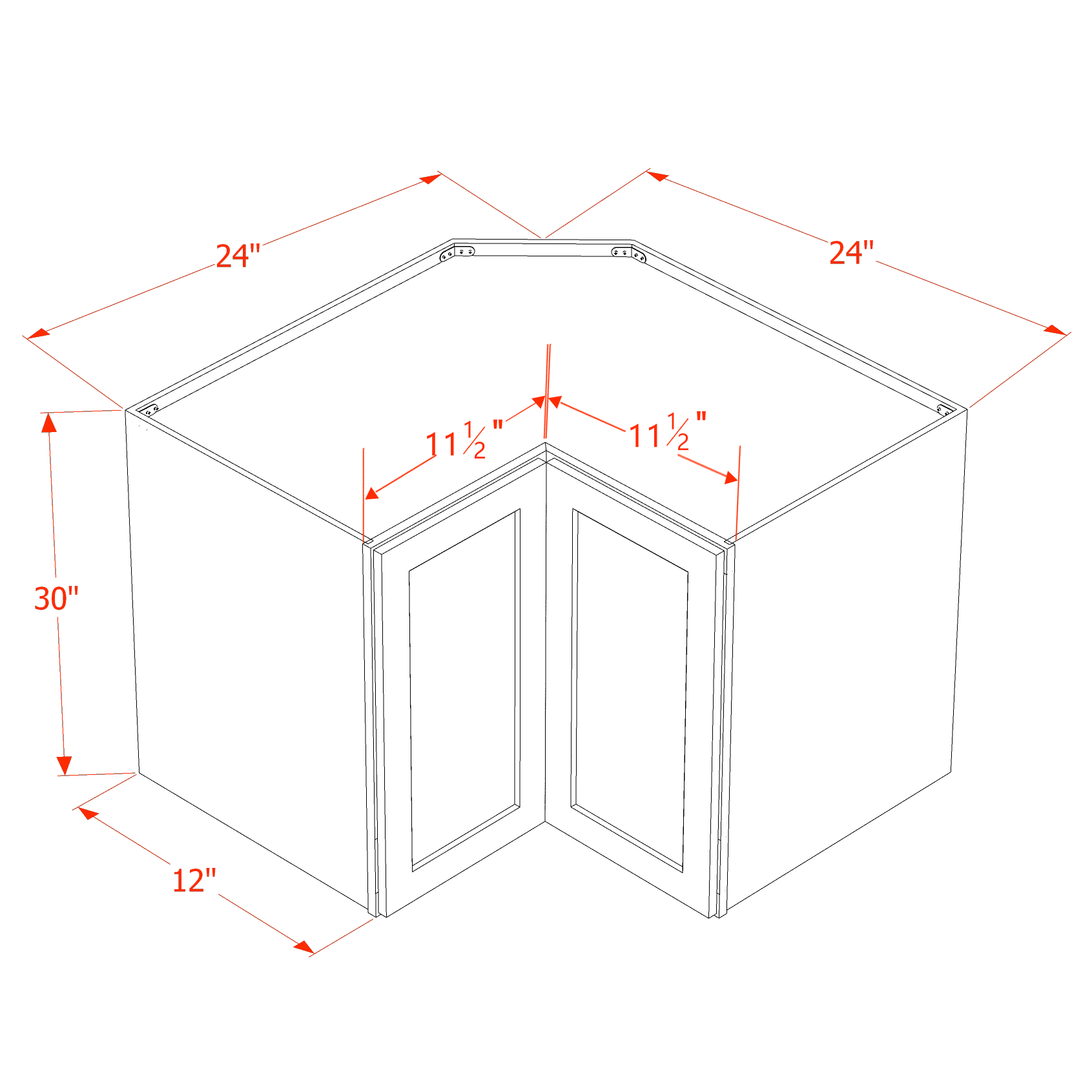 HG - WPC2430: Dark Gray Shaker 24"W x 30"H 1 Door & 2 Shelves Pie Cut Wall Corner Cabinet - NextCabinets