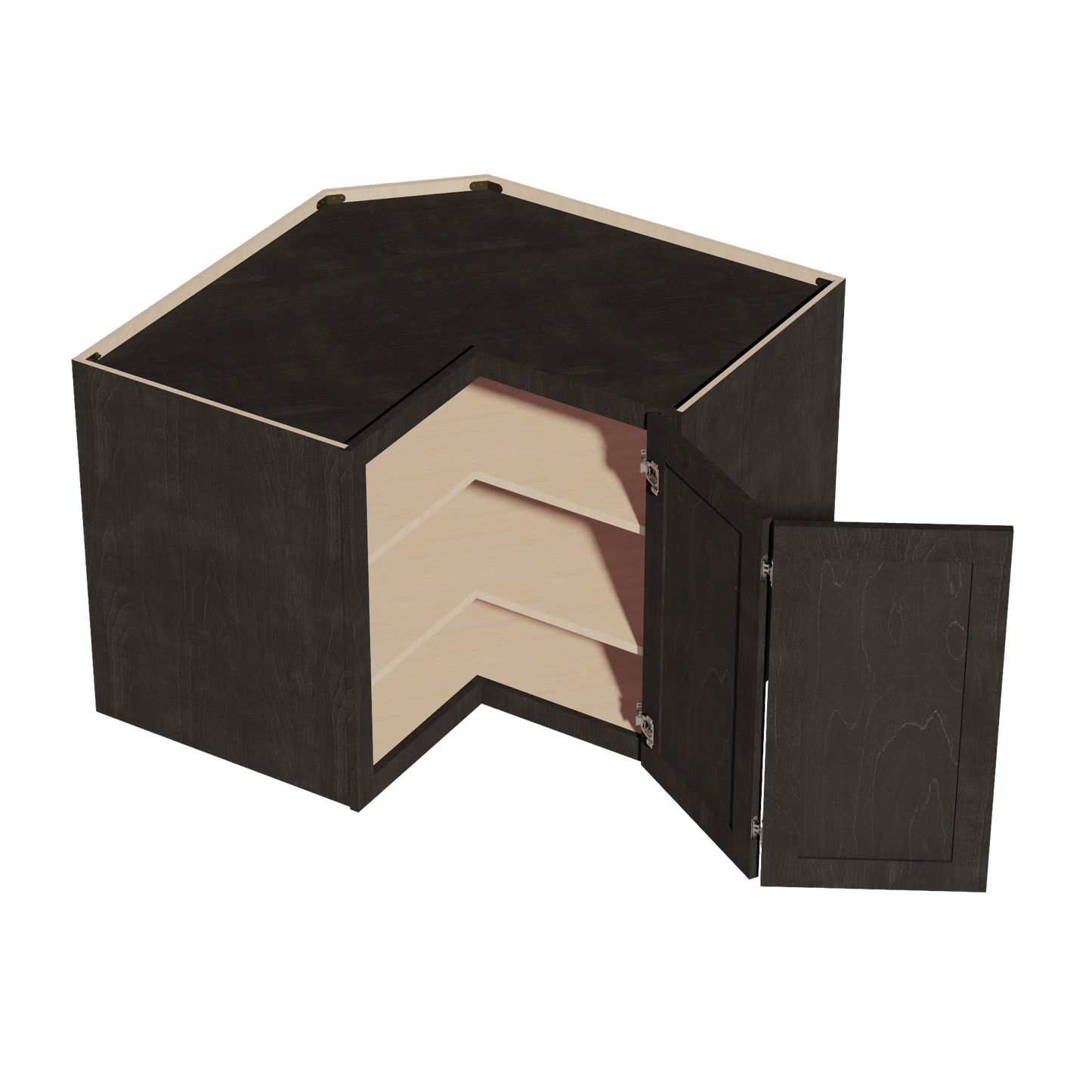 HG - WPC2430: Dark Gray Shaker 24"W x 30"H 1 Door & 2 Shelves Pie Cut Wall Corner Cabinet - NextCabinets