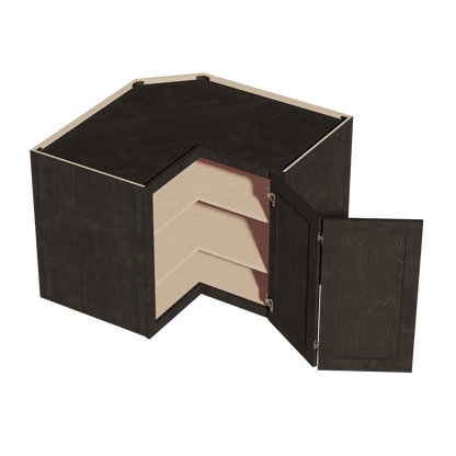 HG - WPC2430: Dark Gray Shaker 24"W x 30"H 1 Door & 2 Shelves Pie Cut Wall Corner Cabinet - NextCabinets