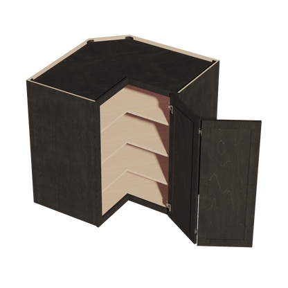 HG - WPC2442: Dark Gray Shaker 24"W x 42"H 1 Door & 3 Shelves Pie Cut Wall Corner Cabinet - NextCabinets