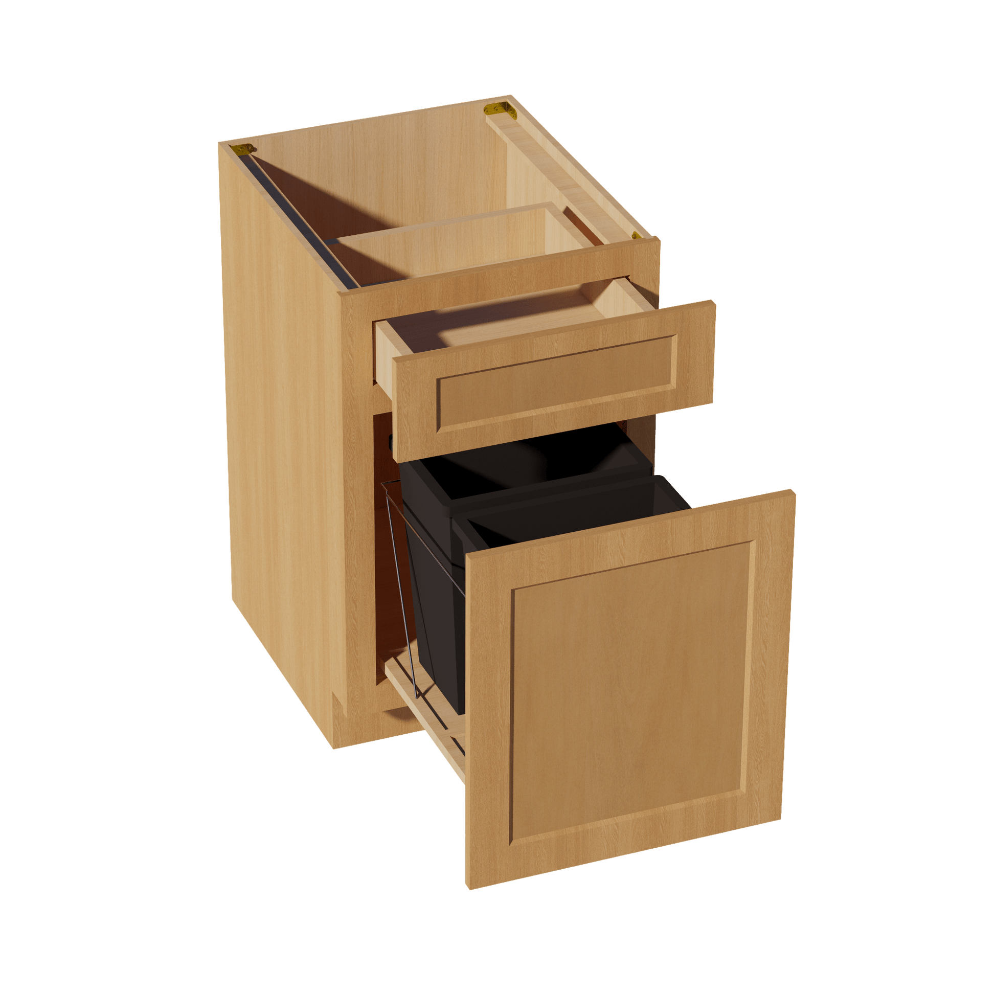 HT - B18TR: Timber Wood Shaker 18" 1 Drawer Trash Pull Out Base Cabinet - NextCabinets