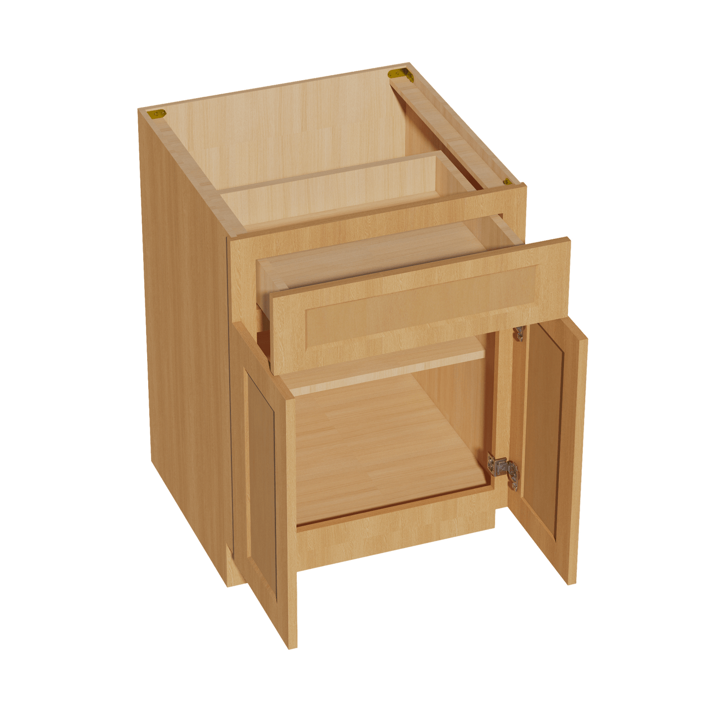 HT - B24: Timber Wood Shaker 24" 1 Drawer 2 Doors Standard Base Cabinet - NextCabinets