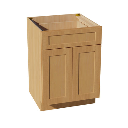 HT - B24: Timber Wood Shaker 24" 1 Drawer 2 Doors Standard Base Cabinet - NextCabinets