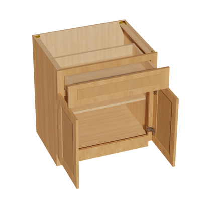 HT - B30: Timber Wood Shaker 30" 1 Drawer 2 Doors Standard Base Cabinet - NextCabinets