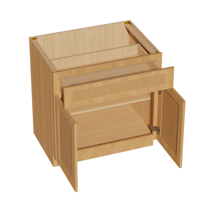 HT - B33: Timber Wood Shaker 33" 1 Drawer 2 Doors Standard Base Cabinet - NextCabinets