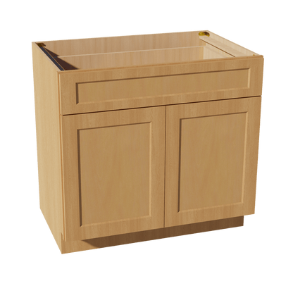 HT - B36: Timber Wood Shaker 36" 1 Drawer 2 Doors Standard Base Cabinet - NextCabinets