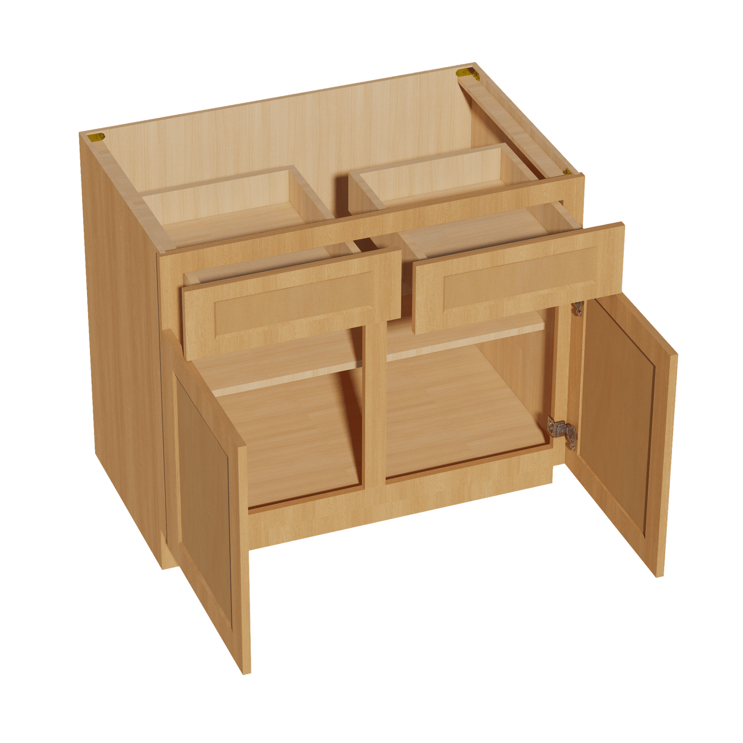 HT - B39: Timber Wood Shaker 39" 2 Drawers 2 Doors Standard Base Cabinet - NextCabinets