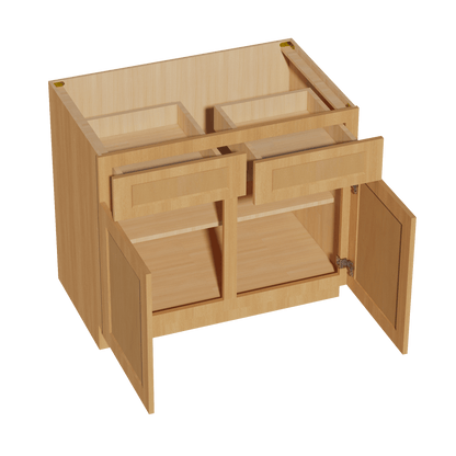 HT - B39: Timber Wood Shaker 39" 2 Drawers 2 Doors Standard Base Cabinet - NextCabinets
