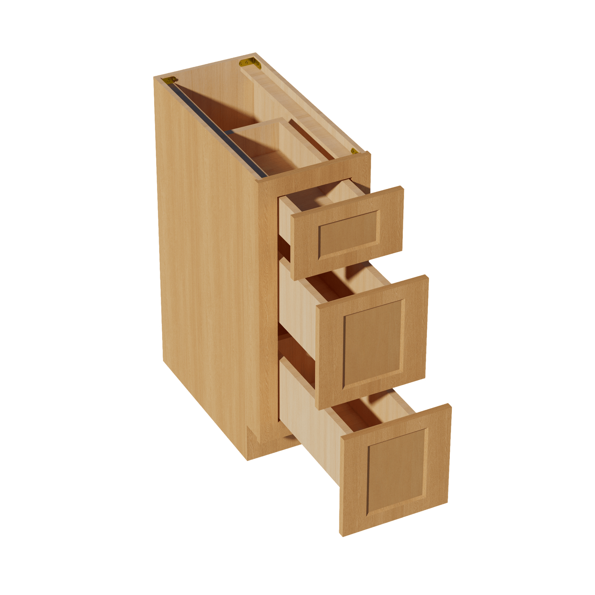 HT - DB12: Timber Wood Shaker 12" 3 Drawers Base Cabinet - NextCabinets