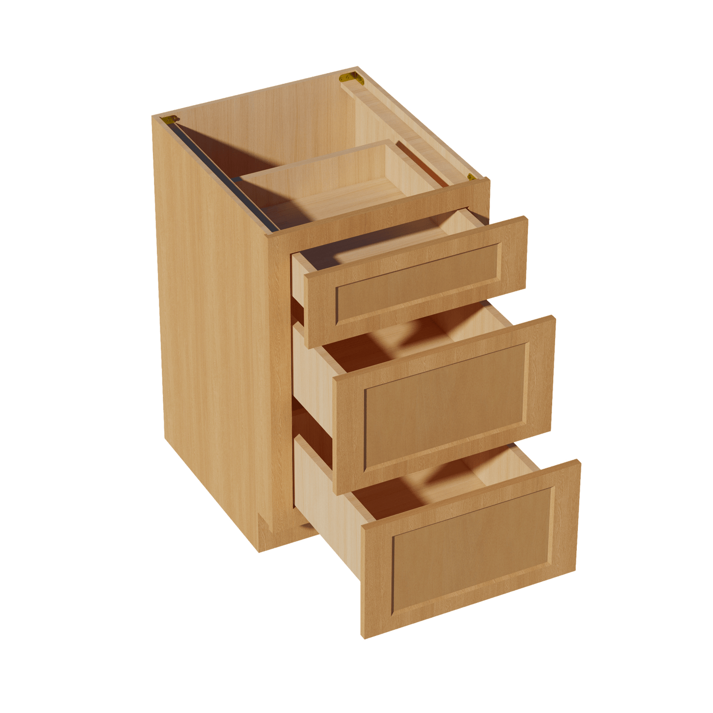 HT - DB21: Timber Wood Shaker 21" 3 Drawers Base Cabinet - NextCabinets