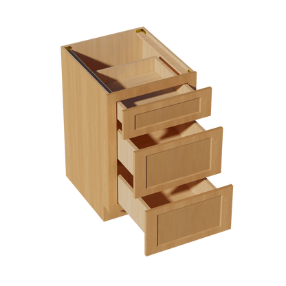 HT - DB21: Timber Wood Shaker 21" 3 Drawers Base Cabinet - NextCabinets